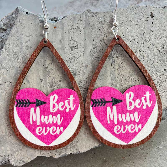 Wooden Moon Mother Earrings