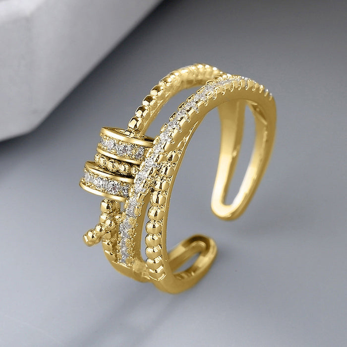 Women's open adjustable geometric ring