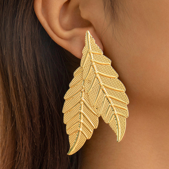 Vintage leaf earrings metal leaf earrings