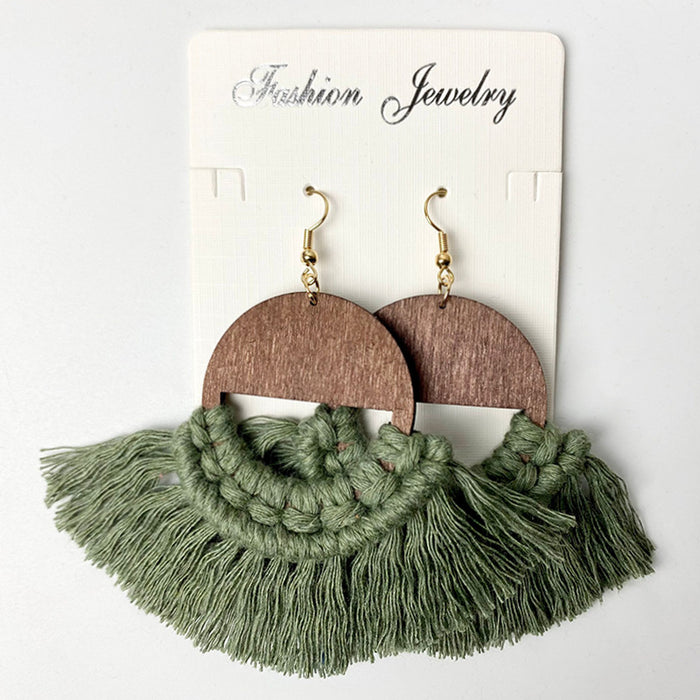 Bohemian Tassel Earrings with Wooden Design for Wedding and Gifts