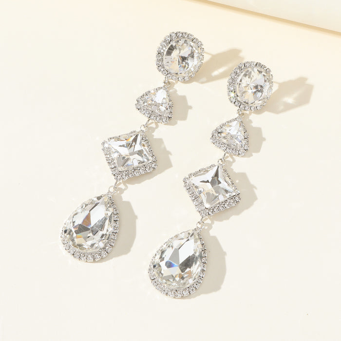 Waterdrop Rhinestone Earrings - Exaggerated Long Dangles for Evening Gowns