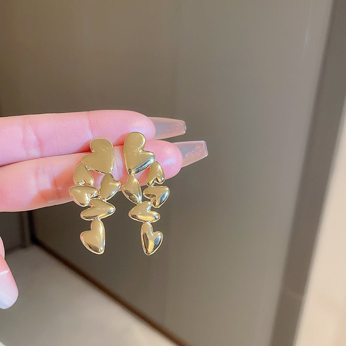 Irregular metal earrings heart design shiny earrings