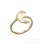 Fashionable and simple stainless steel geometric ring, star and moon open ring wholesale - wallojewerly 