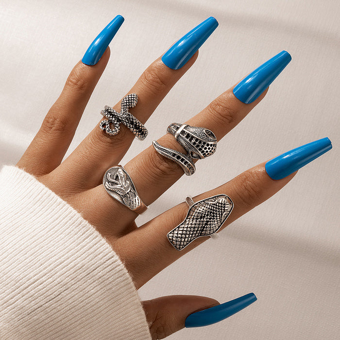 Alloy Animal Snake Shape 4-piece Vintage Ring Set