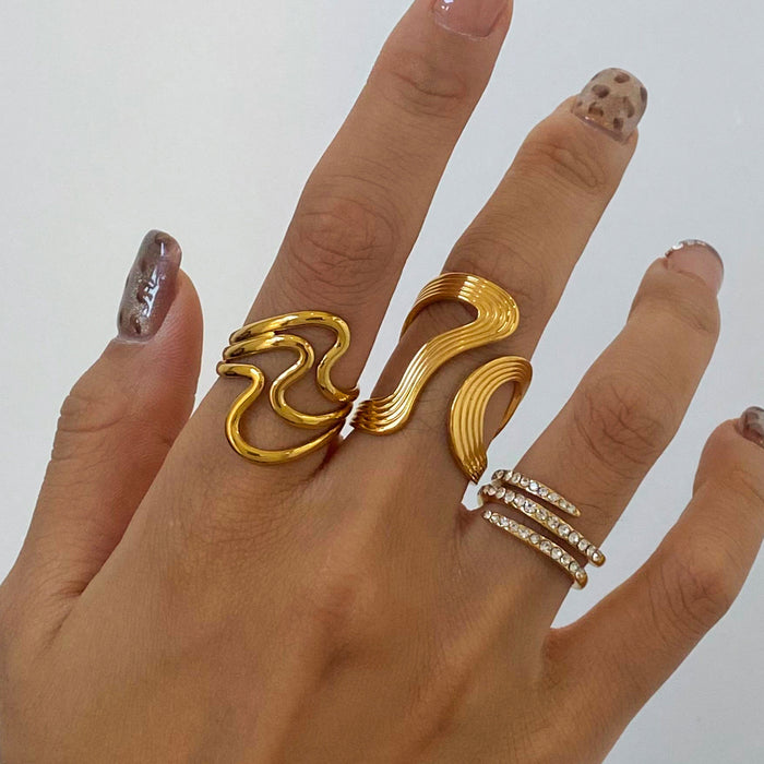 Stainless steel gold exaggerated ring
