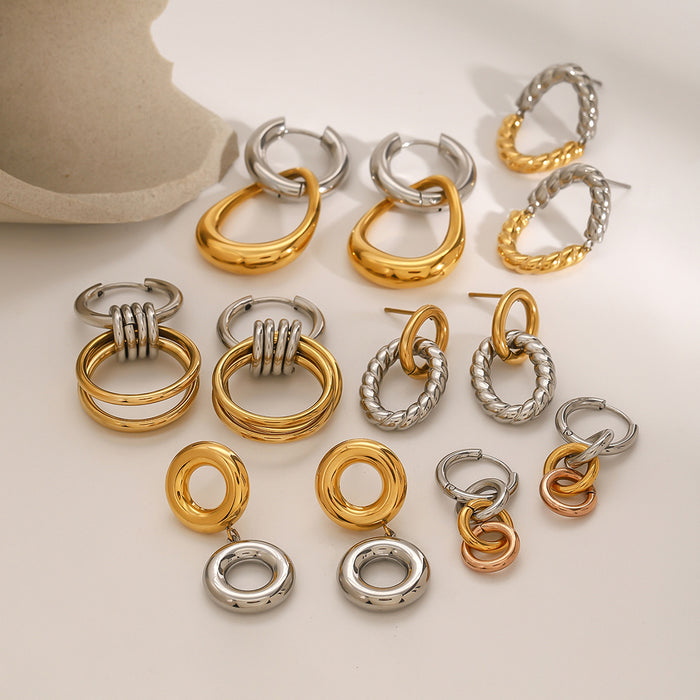 Stainless steel color matching hoop earrings niche earrings