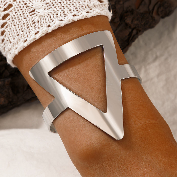 Exaggerated Punk Triangle Bracelet - Cold Wind Silver Single Layer Cuff