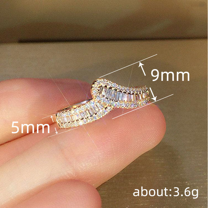 Irregular row of diamond rings, niche noble female ring jewelry