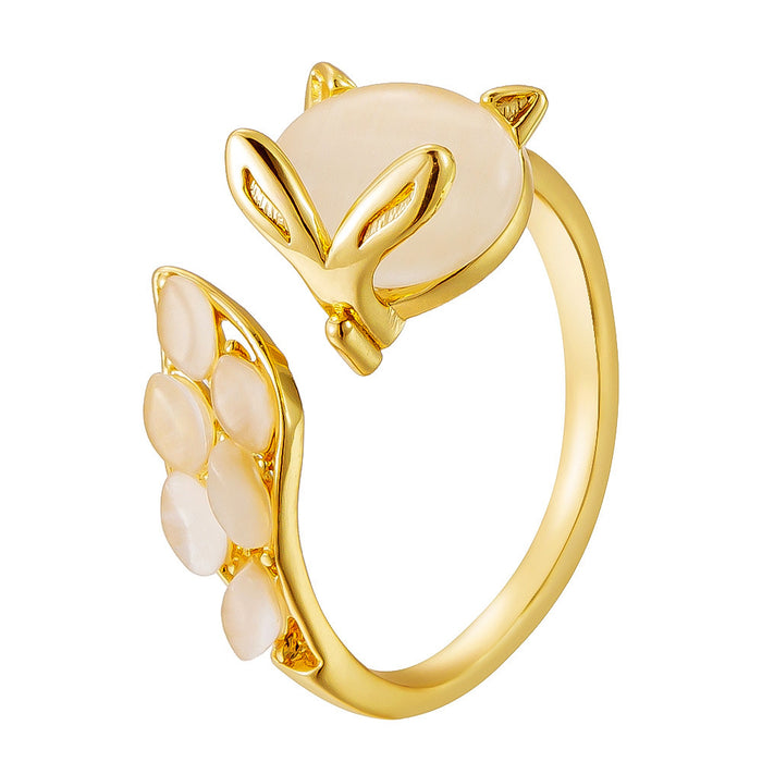 Wholesale cat's eye stone fox open ring