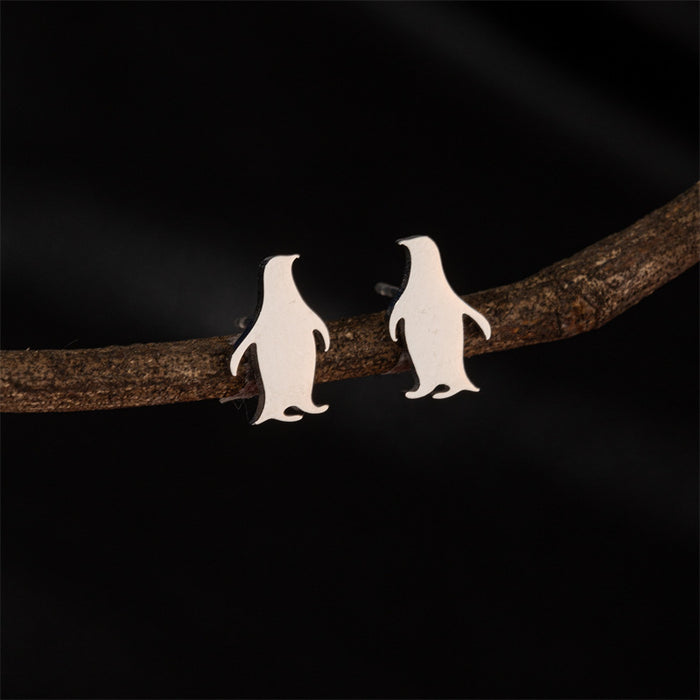 Penguin Stainless Steel Stud Earrings - Cute and Playful Animal Jewelry