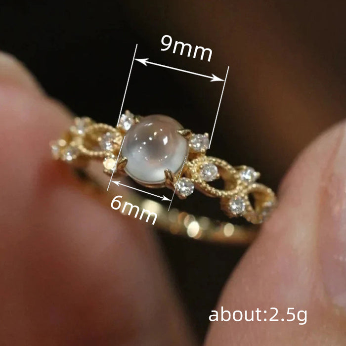 Imitation moonstone ring retro romantic index finger ring exquisite egg-shaped female ring