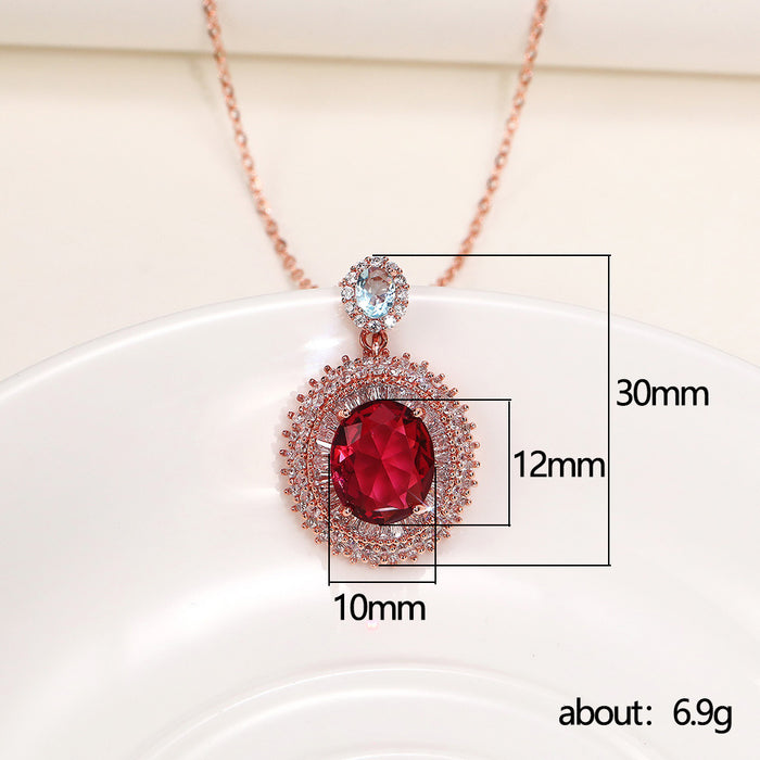 Ruby Pendant Colored Gemstone Series Necklace One Piece Dropshipping