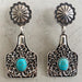 Vintage Floral Bull Tag and Pumpkin Flower Earrings with Turquoise and Alloy Design - wallojewerly 