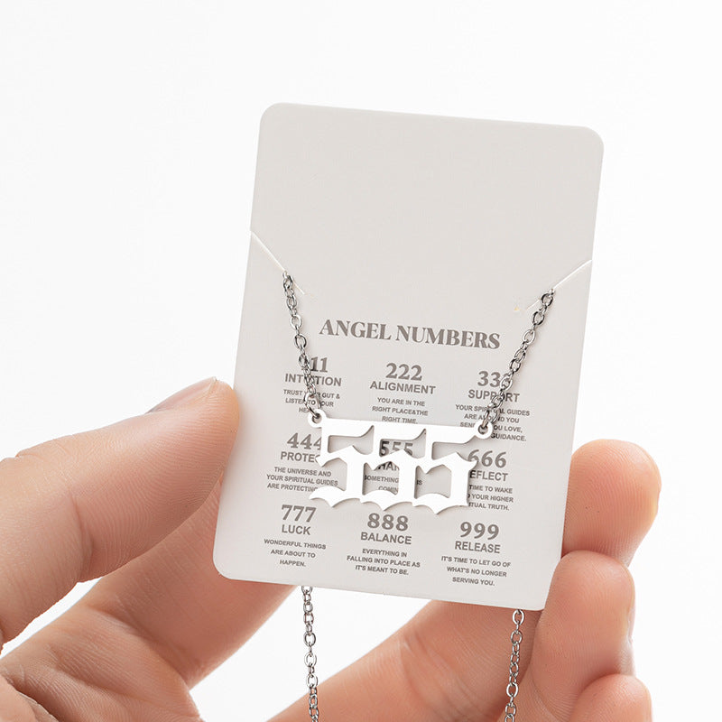 Angel Number Sweater Chain, Vintage 000-999 Stainless Steel Pendant Necklace Wholesale - wallojewerly 