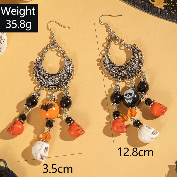 Halloween bat skull earrings dark style beaded earrings