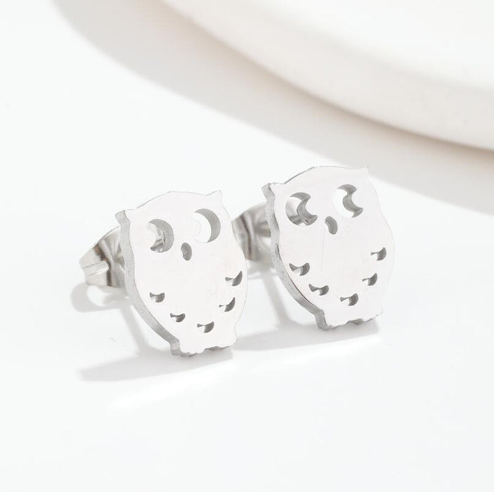 Owl Stainless Steel Stud Earrings - Charming Animal Jewelry for Nature Lovers