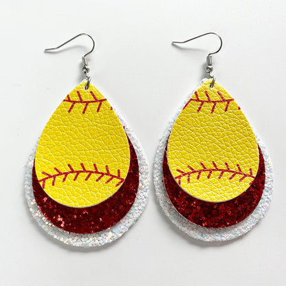 Sports Team Color Earrings with Cheerleading, Football, Baseball, and Softball Design