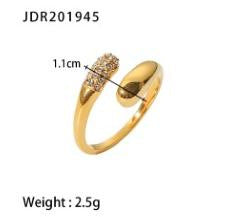 Stainless steel 18k gold diamond open ring