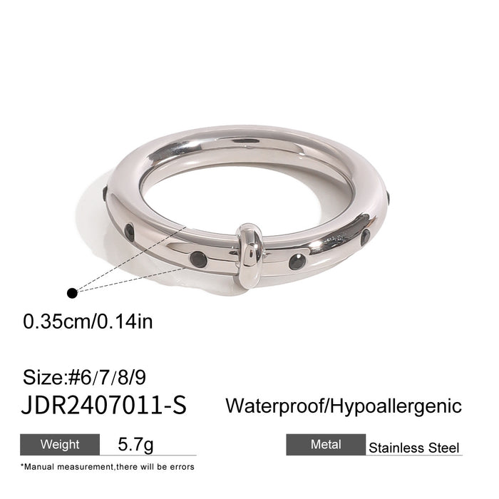 Stainless steel rhinestone plain ring