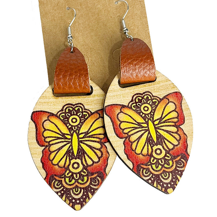 Wooden sunflower earrings