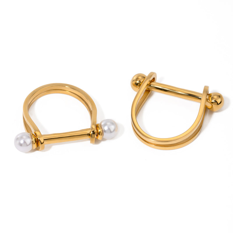 18k gold stainless steel pearl ring
