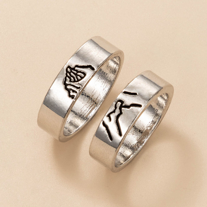 Love letter geometric ring 2-piece set