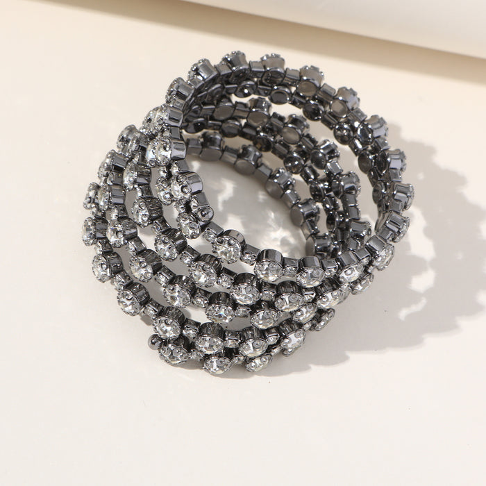 Vintage Multi-Layer Rhinestone Bracelet - Bold and Exaggerated Style for Trendy Women