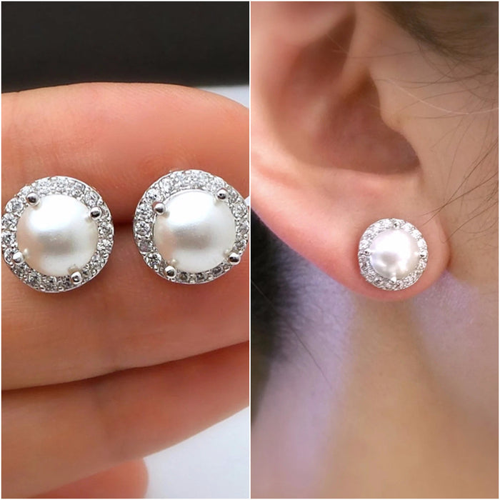 Pendientes de perlas de imitación Pendientes elegantes de perlas de concha francesas