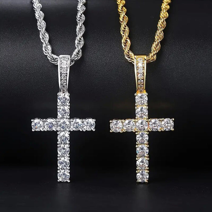 Classic cross micro-inlaid pendant unisex necklace