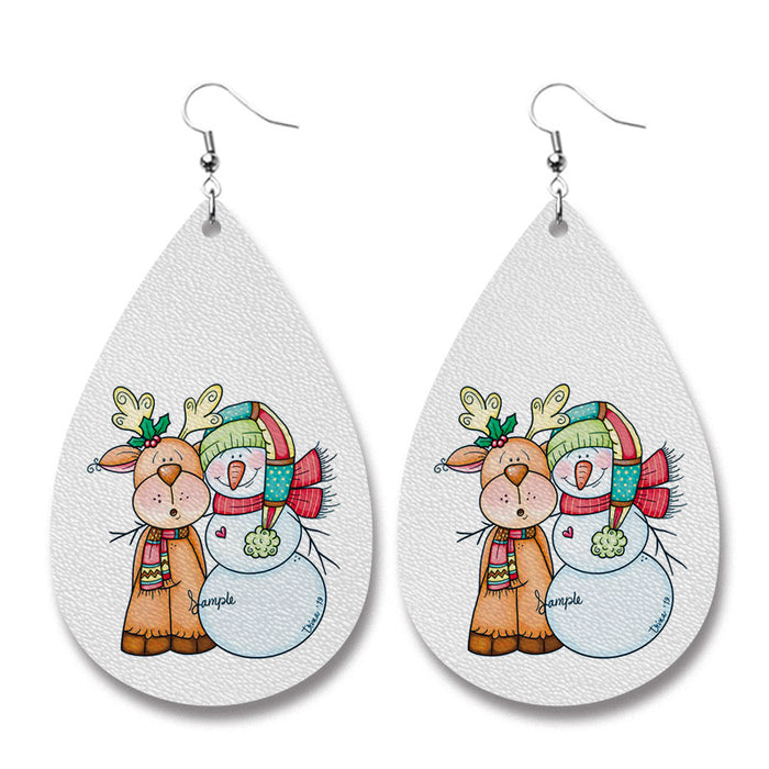 Christmas PU Leather Earrings with Doctor and Nurse Snowman Gifts