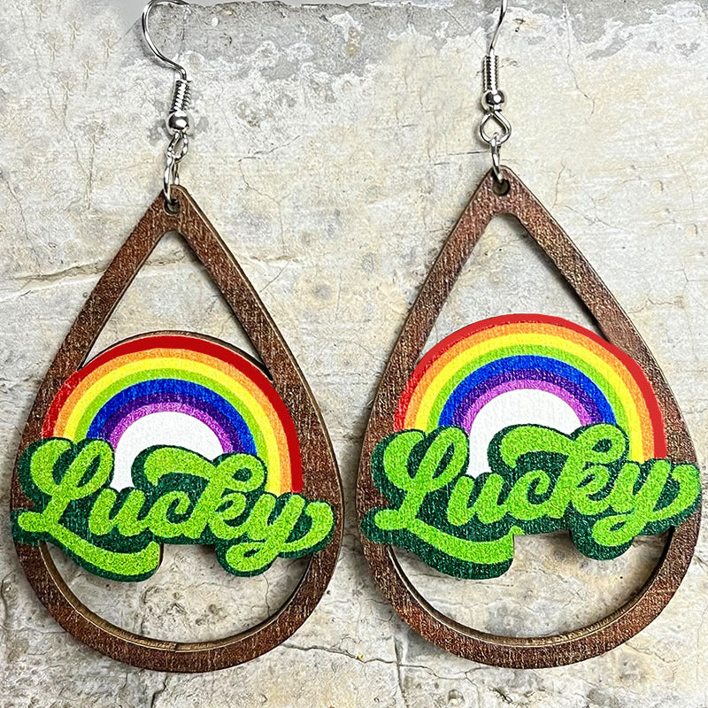 Wooden St. Patrick's Day earrings