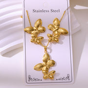 Wholesale 304 stainless steel hydraulic gold-plated earrings and necklace sets - wallojewerly 
