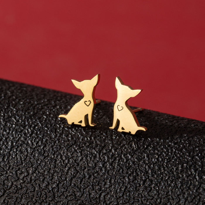 Dog Zodiac Stainless Steel Stud Earrings - Adorable and Playful Animal Jewelry