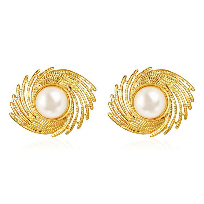 Exaggerated pearl earrings, light luxury women's whirlwind earring design