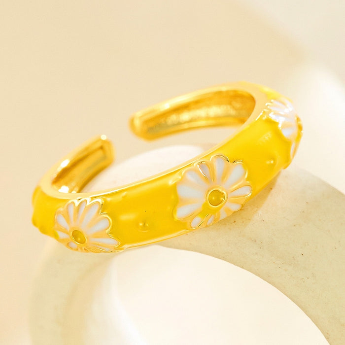 Wholesale copper micro-painted colored flower circle rings