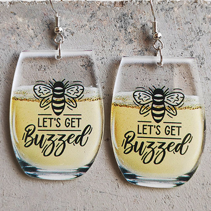 Drink Earrings with Letter, Bee, Whiskey, and Beer Designs