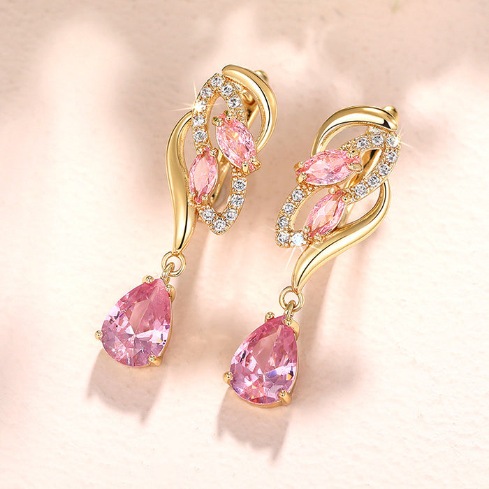 Imitation pearl hanging earrings Japanese and Korean temperament simple earrings fashionable zircon earrings