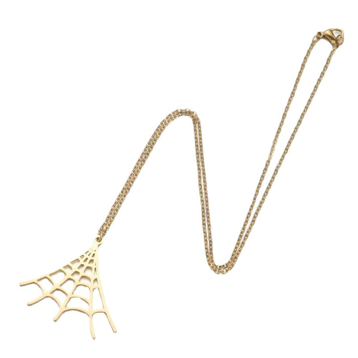 Spider web pendant necklace, European and American Halloween fashion clavicle chain earrings set for women ins style