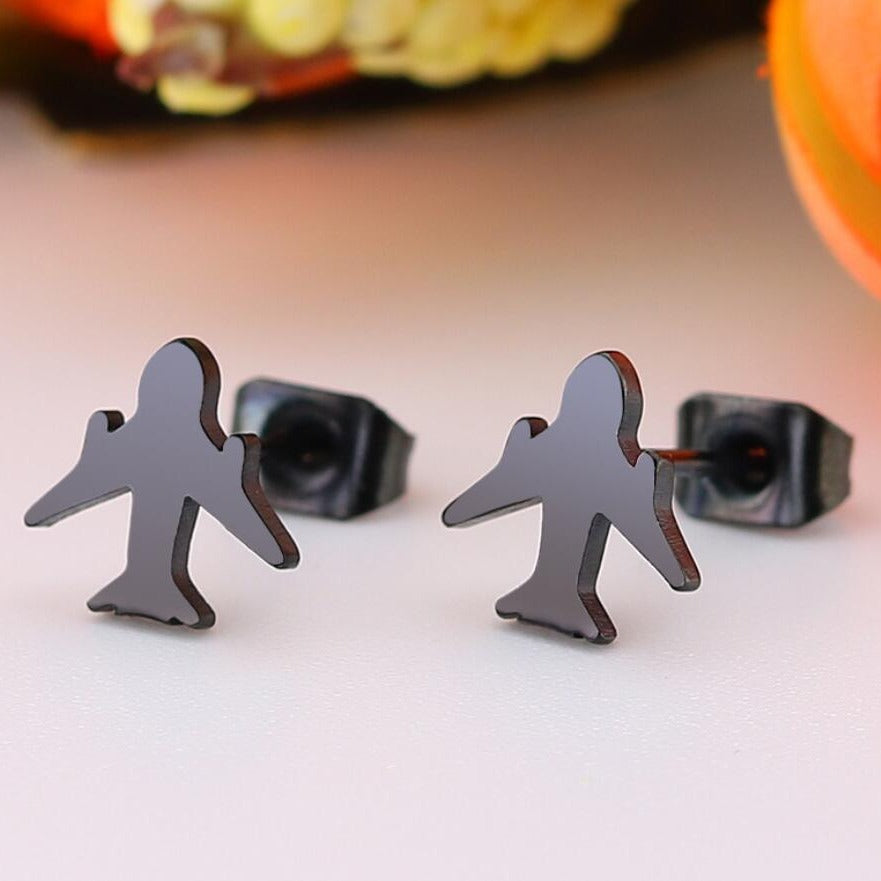 Airplane earrings, ladies' Korean style small fresh cute airplane-shaped earrings take you around the world mini accessories