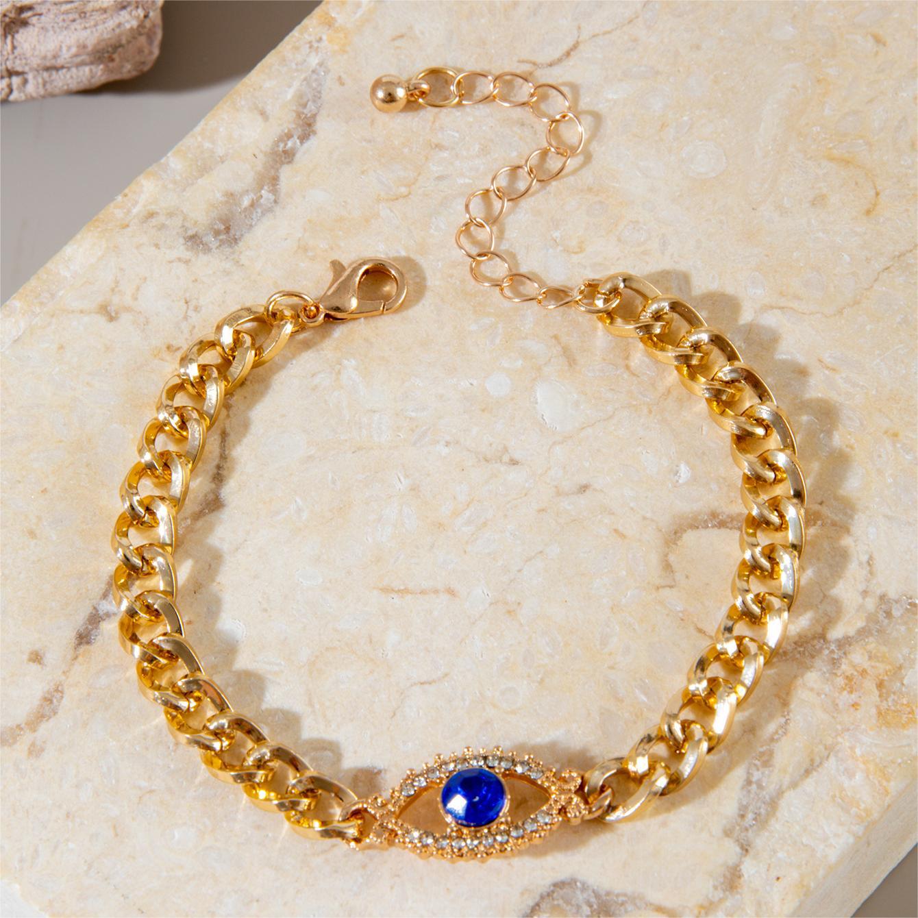 Blue Evil Eye and Butterfly Bracelet Set - Diamond-Inlaid Luxury Jewelry