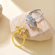 Wholesale copper diamond-set windmill rotating open ring - wallojewerly 