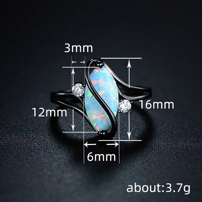 Twisted S-shaped ring exaggerated horse eye imitation opal ring for men and women