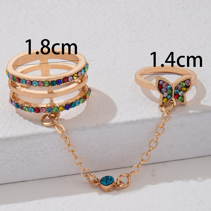 Colorful alloy snake shape seven-piece ring set