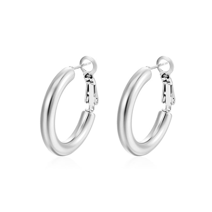 Pendientes redondos de acero inoxidable macizo para mujer, pendientes vintage galvanizados de 18 quilates