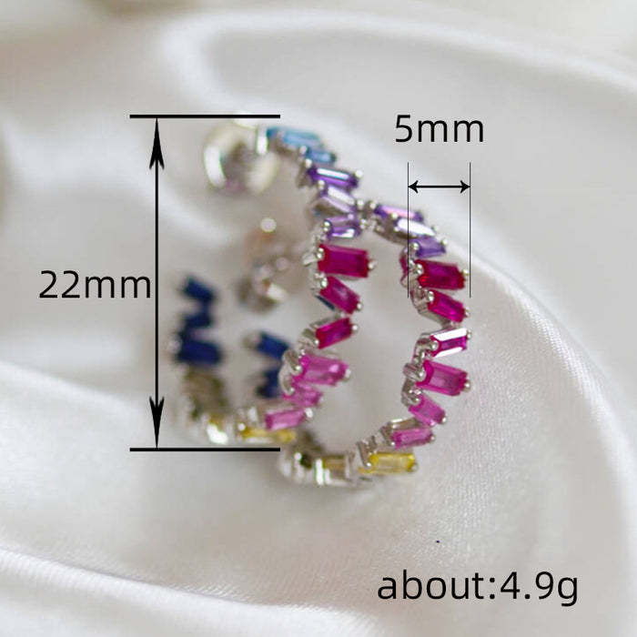 Colored zircon earrings autumn and winter small hoop earrings