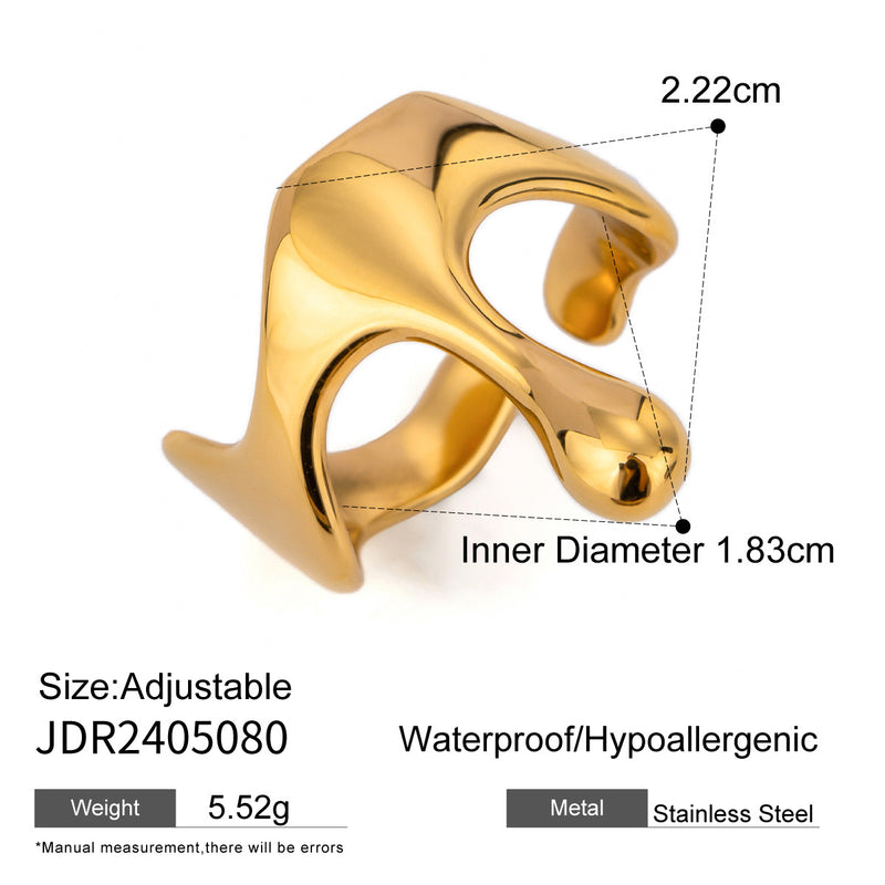 18k gold stainless steel open ring