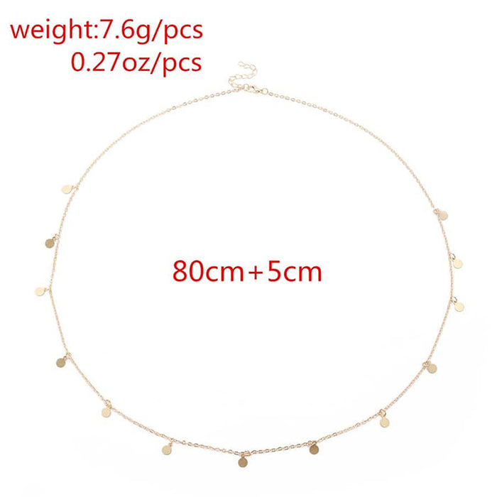 Cadena de cintura de una sola capa con forma de disco de aleación, adorno geométrico sencillo para la cintura