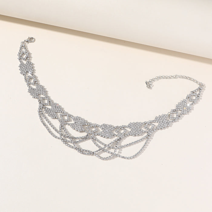 Layered Rhinestone Necklace - Minimalist Choker for a Sophisticated Style