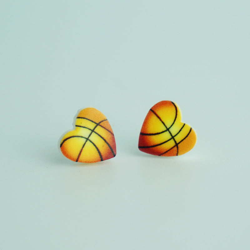 Small and exquisite acrylic baseball earrings - wallojewerly 