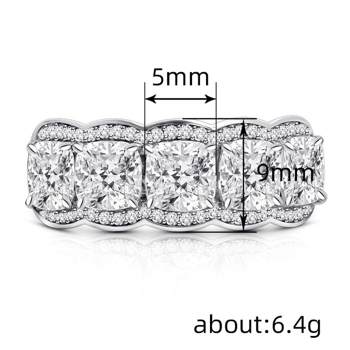 Geometric zircon ring for women, engagement and bride matching